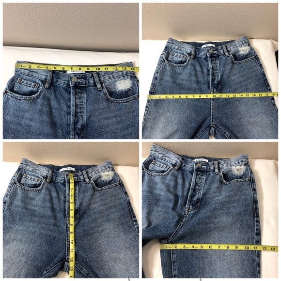 Pacsun Cotton High Rise Ripped Distressed Blue Wash Button Fly Straight Jeans 26 - Picture 12 of 16